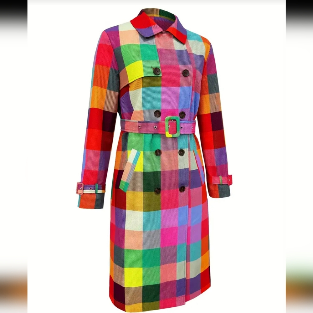 Colorful Plaid Coat - Picture 4 of 12